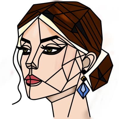 geometric art illustration of a woman's face