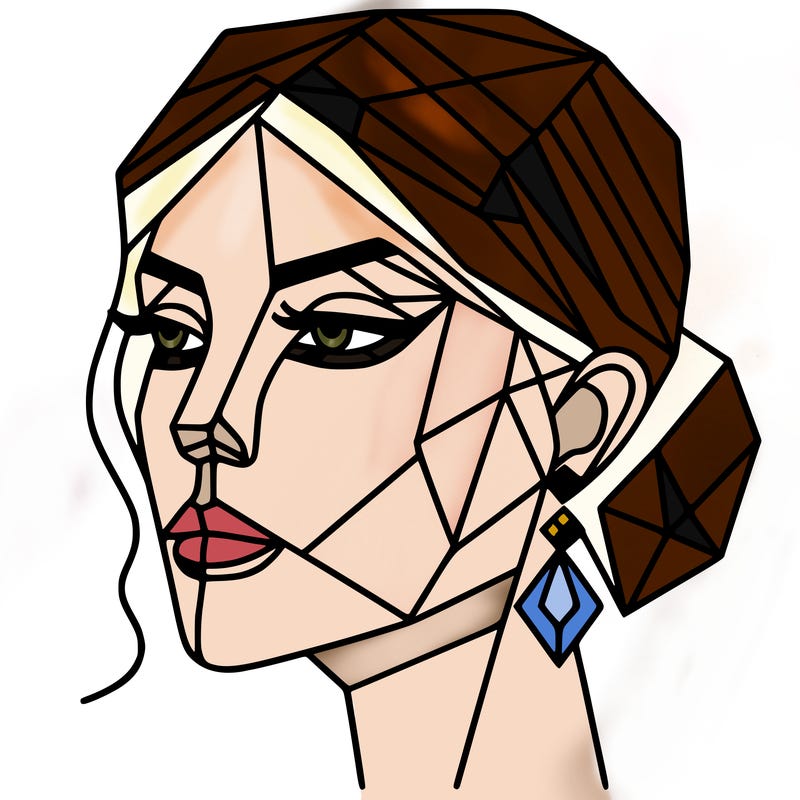 geometric art illustration of a woman's face