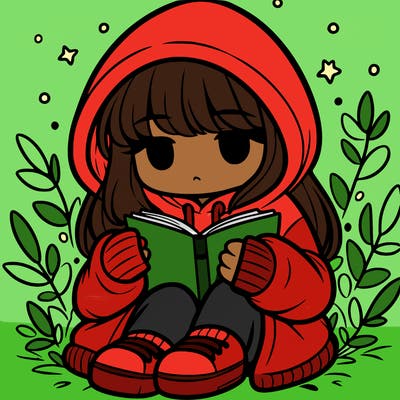 girl in oversized hoodie reading a book