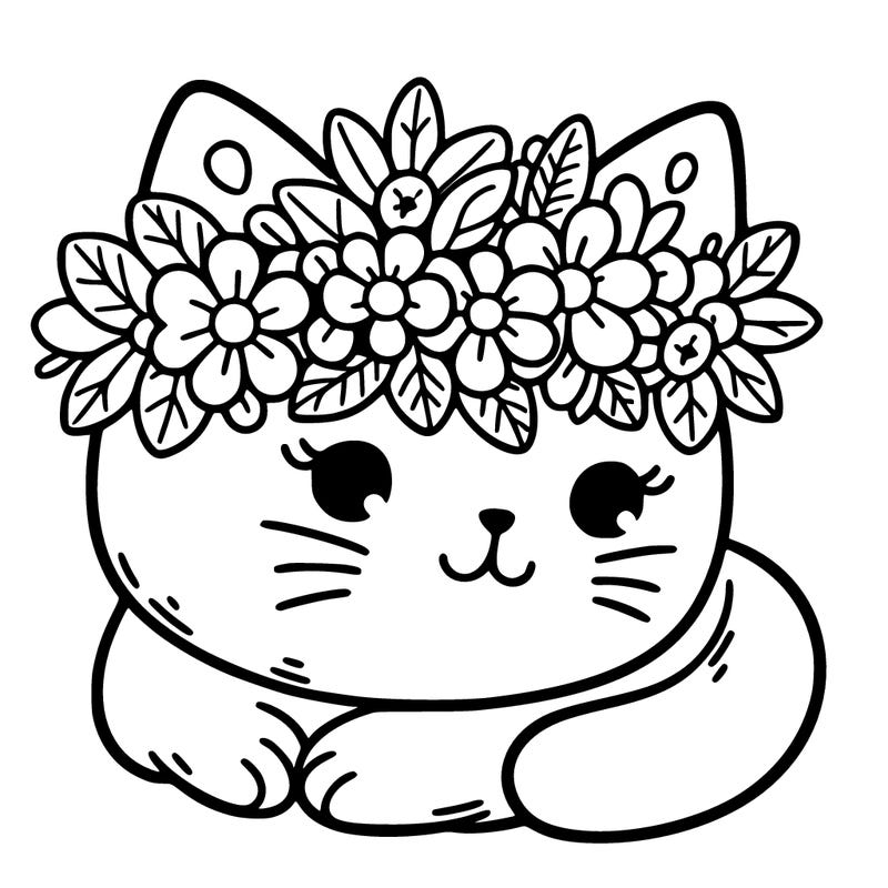 cat with a flower crown