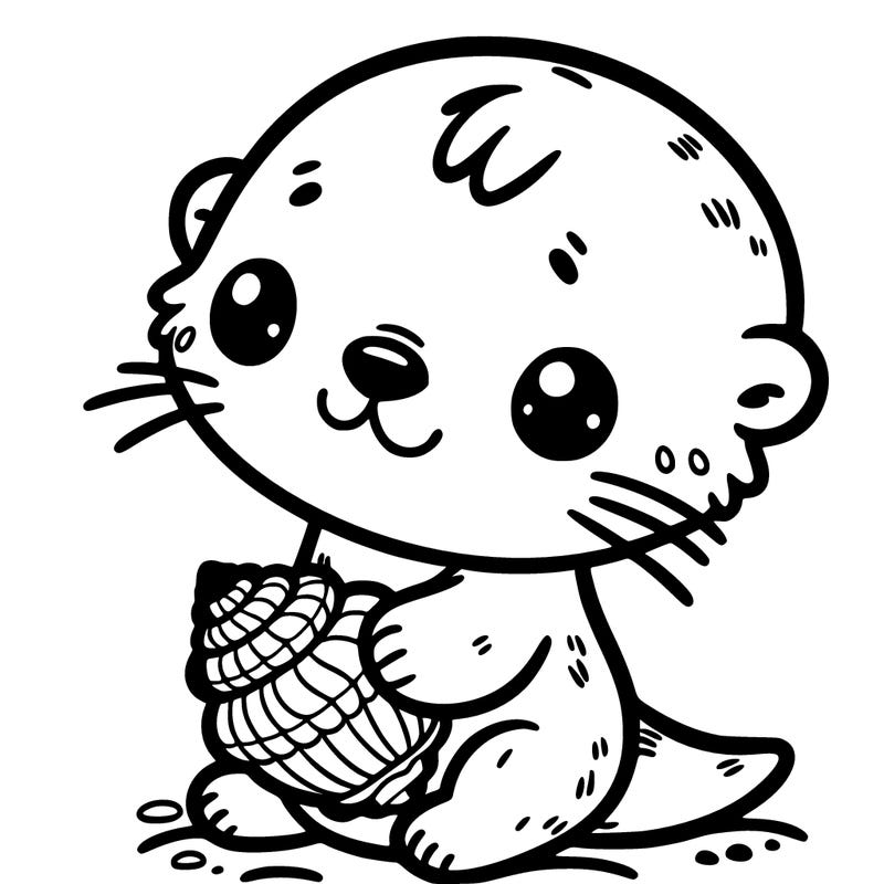 a cute otter holding a sea shell