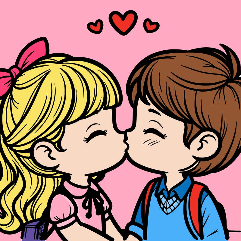 boy and girl kissing