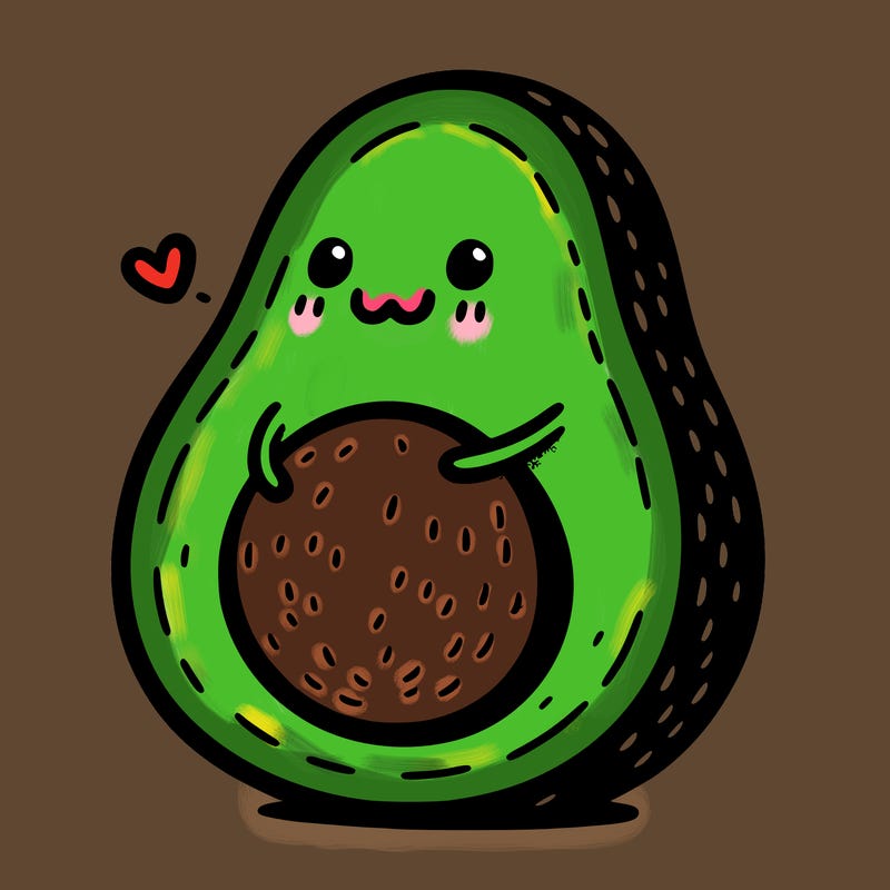an avocado hugging an avocado