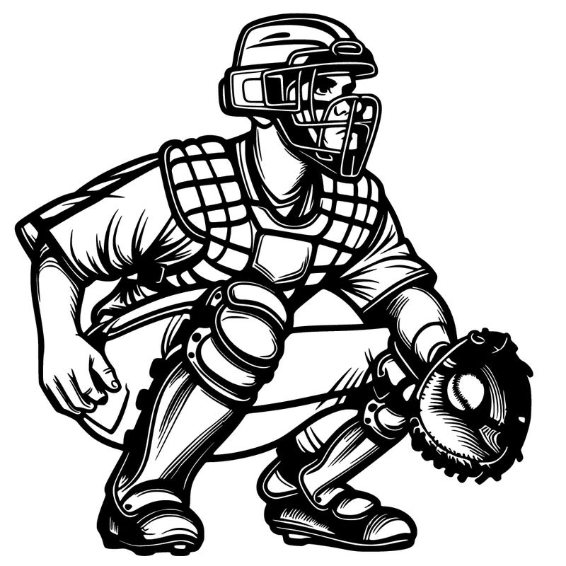 a realistic depiction of a baseball catcher