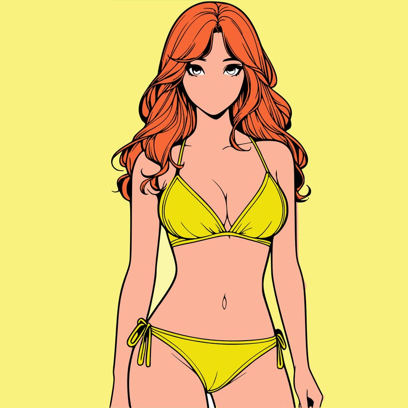 realistic girl with a revealing swimsuit