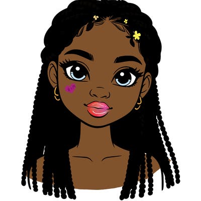a realistic black girl with braids
