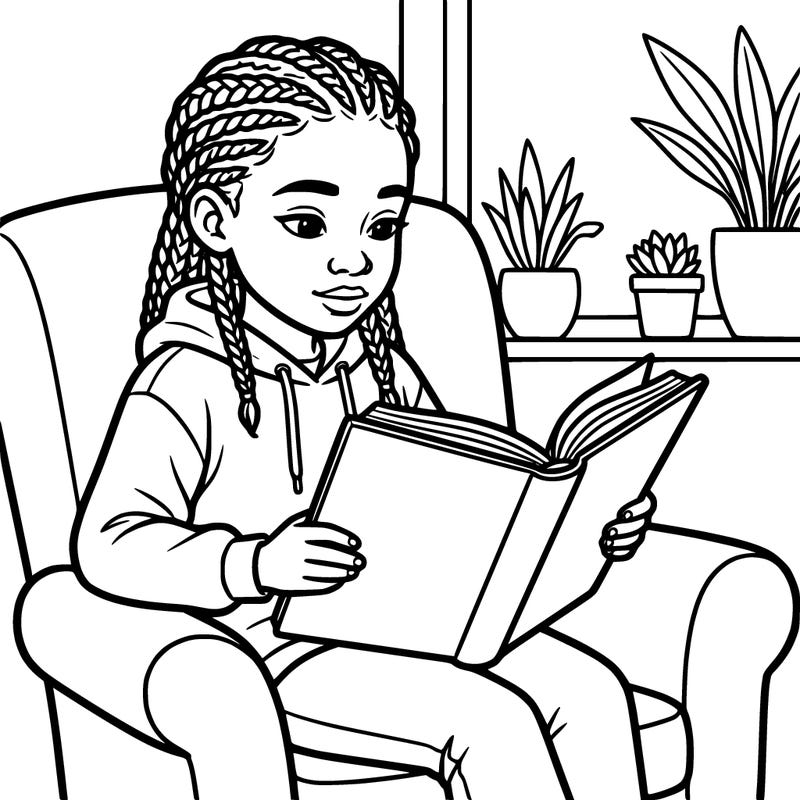 black girl reading a book