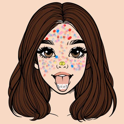 realistic girl with her tongue out