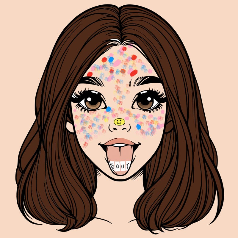 realistic girl with her tongue out