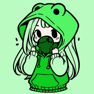 a girl holding a froggy hoodie