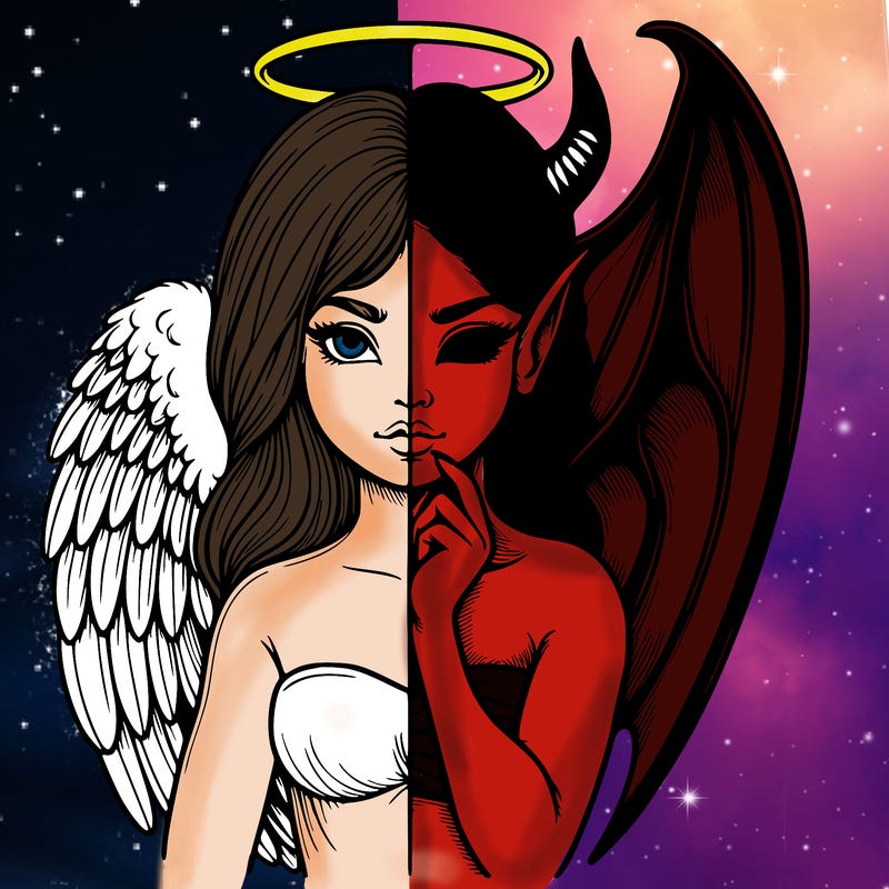 realistic angel half demon