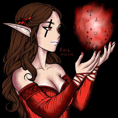 realistic elf girl doing magic