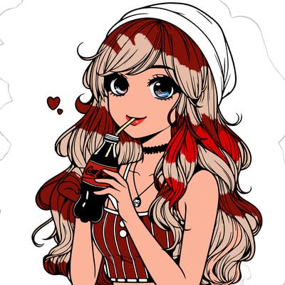 realistic girl drinking coke