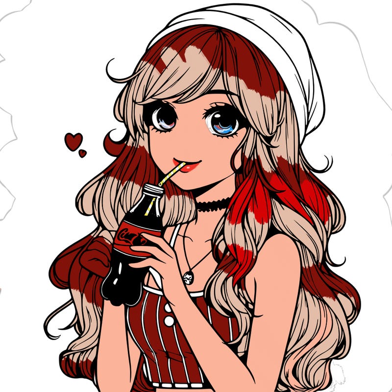 realistic girl drinking coke