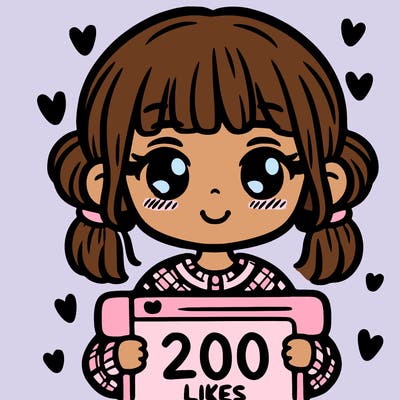 cute girl holding 200 likes