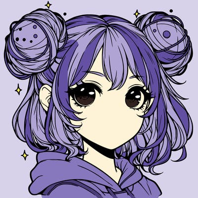 realistic anime girl with space buns