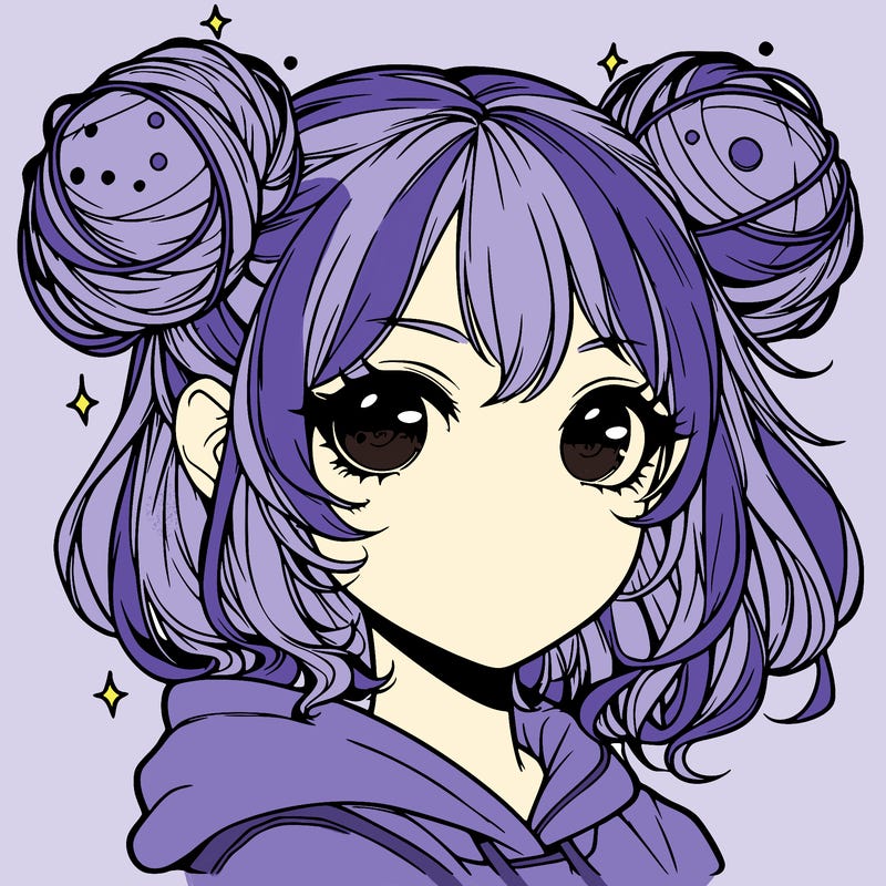 realistic anime girl with space buns