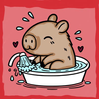 capybara taking a bath