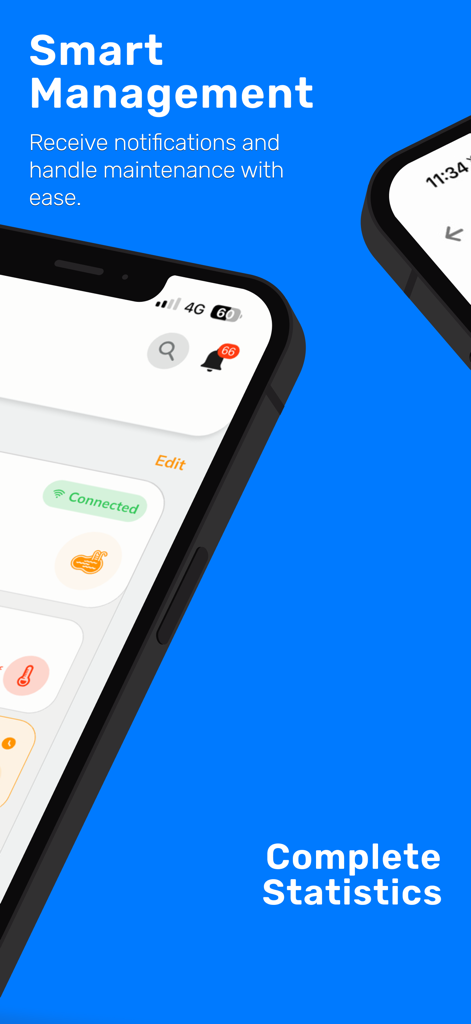 Tholz Smart Home - Tholz Smart Home app interface showing smart management and maintenance notifications