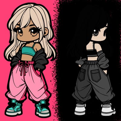 girl in crop top and baggy pants