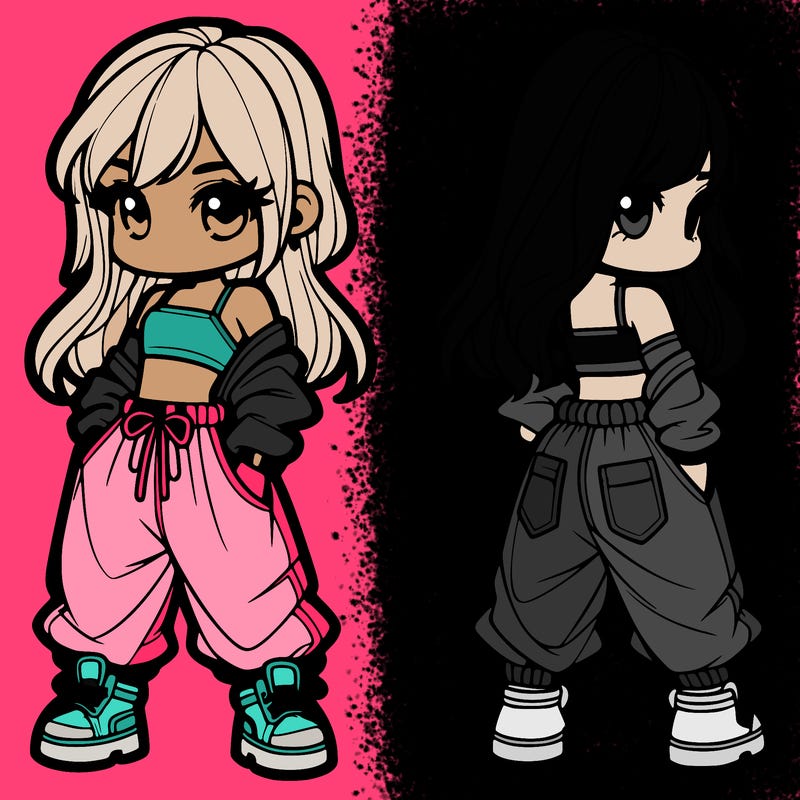 girl in crop top and baggy pants