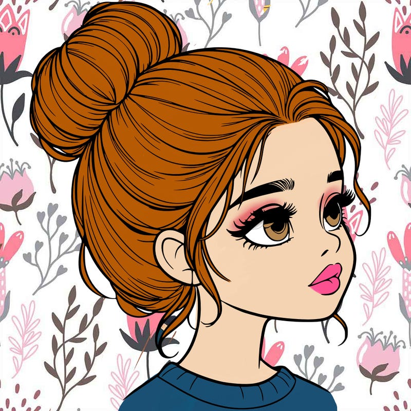 realistic girl with bun