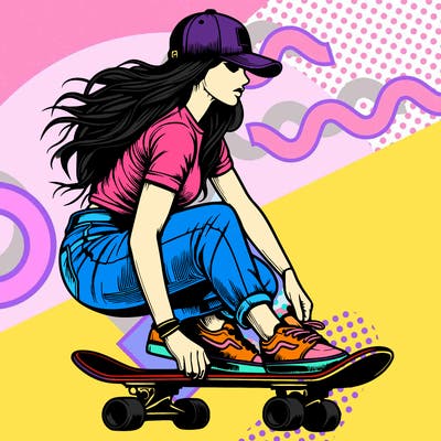 realistic girl skateboard rider