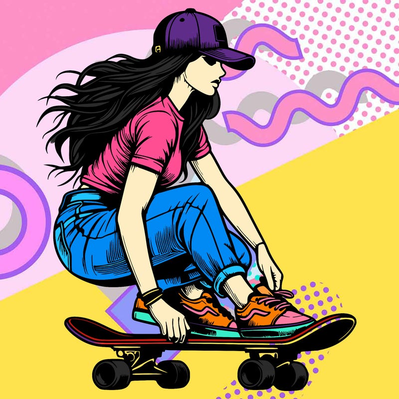 realistic girl skateboard rider