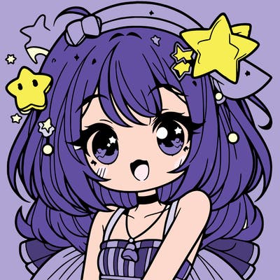 cute anime girl with star accessories