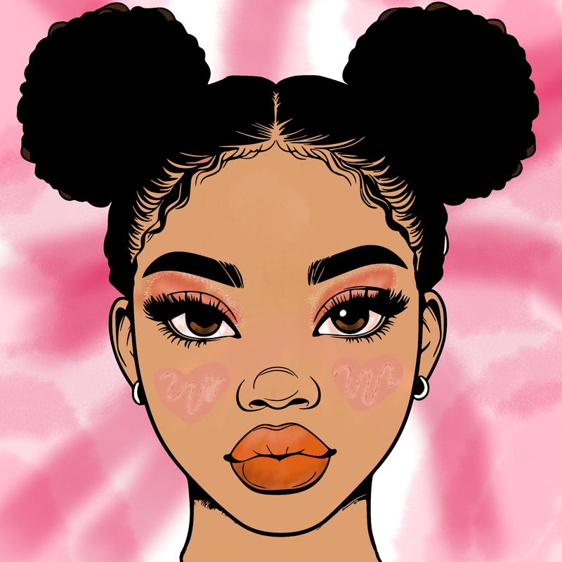realistic black woman with two buns