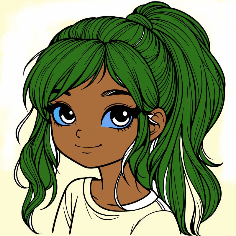 realistic girl with ponytail