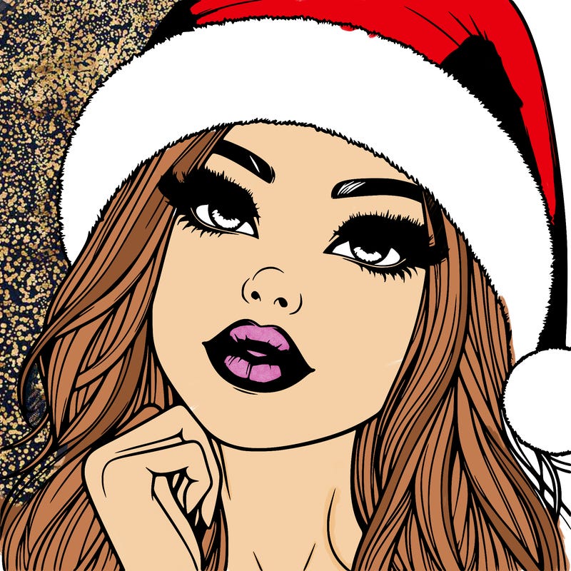 realistic christmas girl with lips