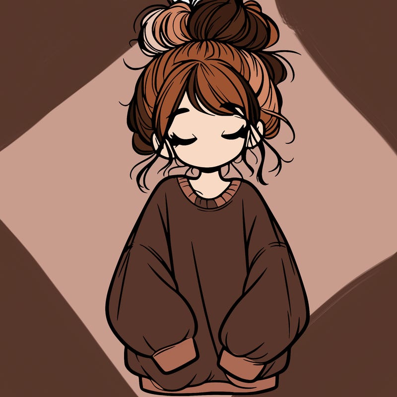 girl with baggy sweatshirt and messy bun