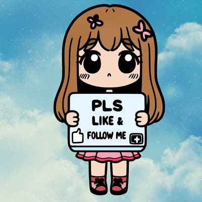 girl holding a sign that says pls like and follow me