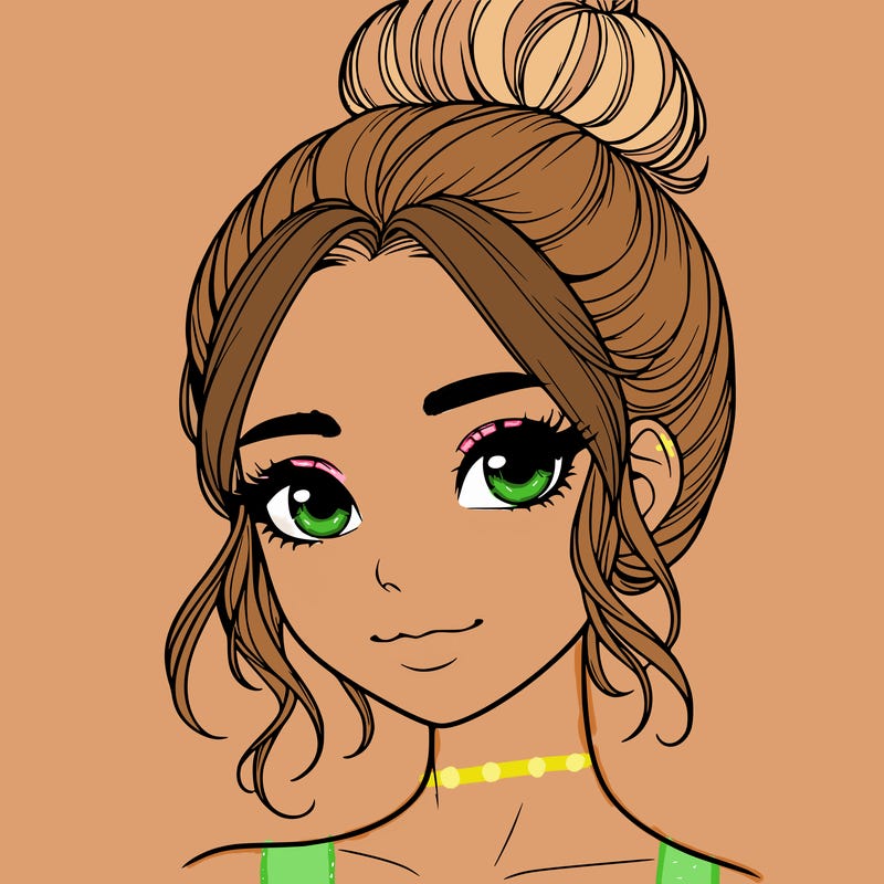 realistic pretty girl with hair in bun