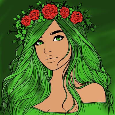 realistic girl with flower crown