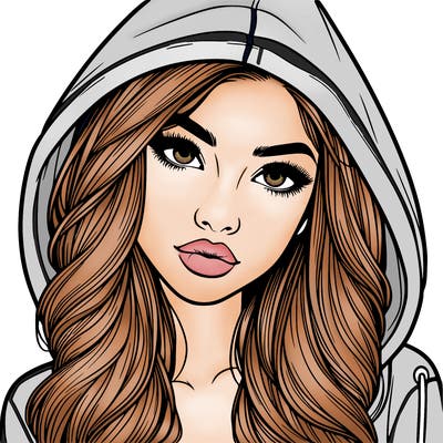 realistic beautiful girl with a hood on