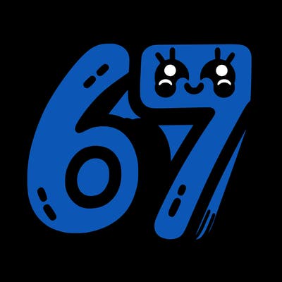the numbers 67