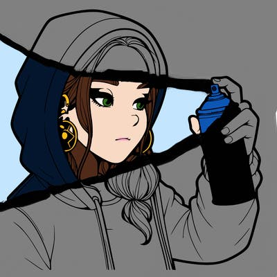 a realistic girl, spray painting