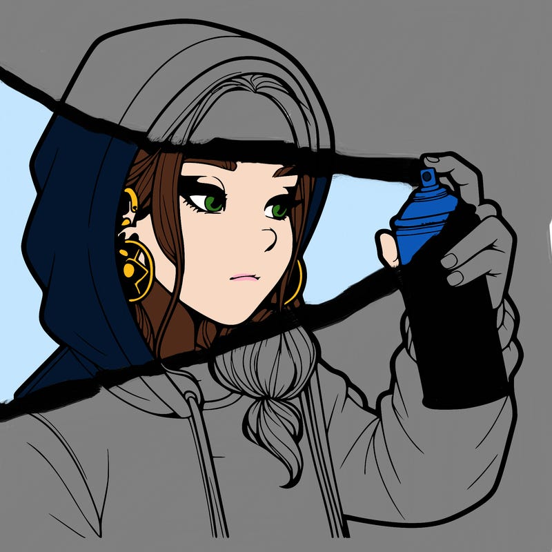 a realistic girl, spray painting