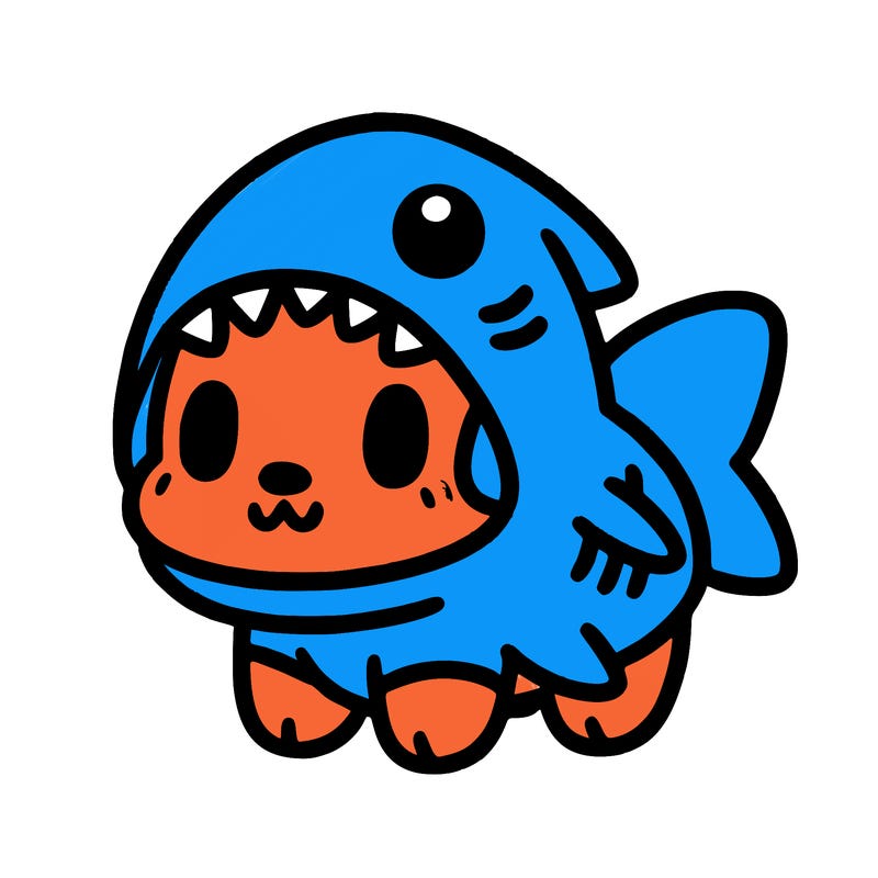 cute dog wearing a shark costume