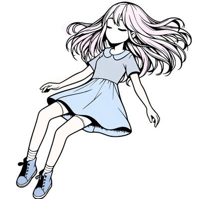 realistic girl floating