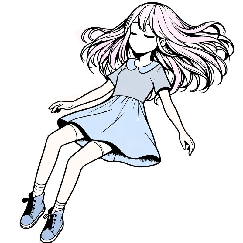 realistic girl floating