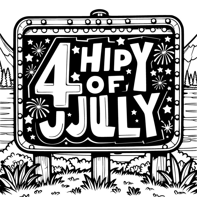 a big sign in front of a lake that says 4th of july in big bold letters