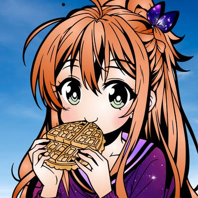 anime eating waffle