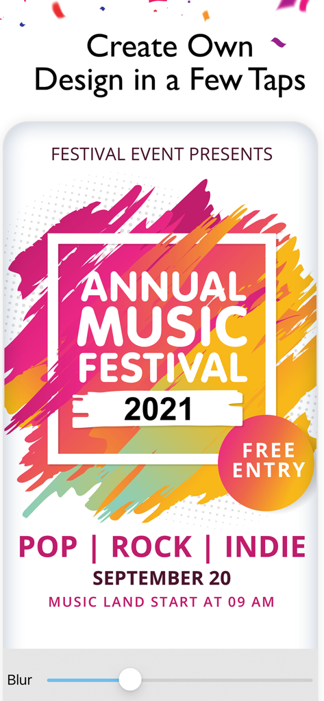 Poster Makerアプリで作成された音楽フェスティバルポスターのデザイン。