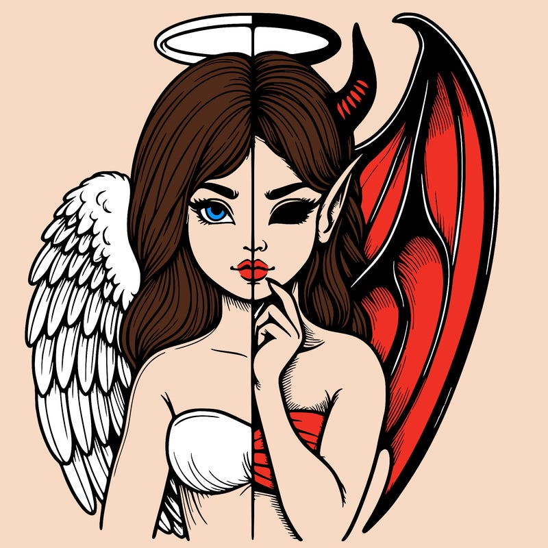 realistic angel half demon