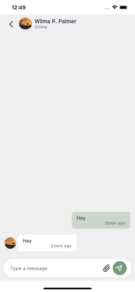 CamoSpace - Direct messaging interface of the CamoSpace app showing a chat between users
