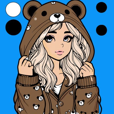realistic girl in a animal pjs hoodie