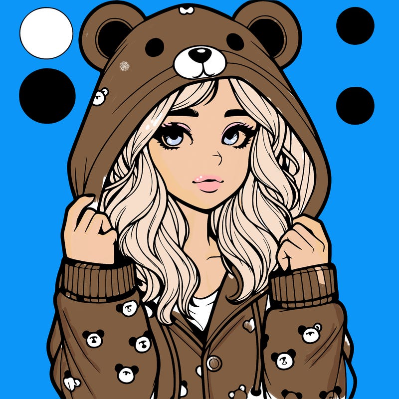 realistic girl in a animal pjs hoodie
